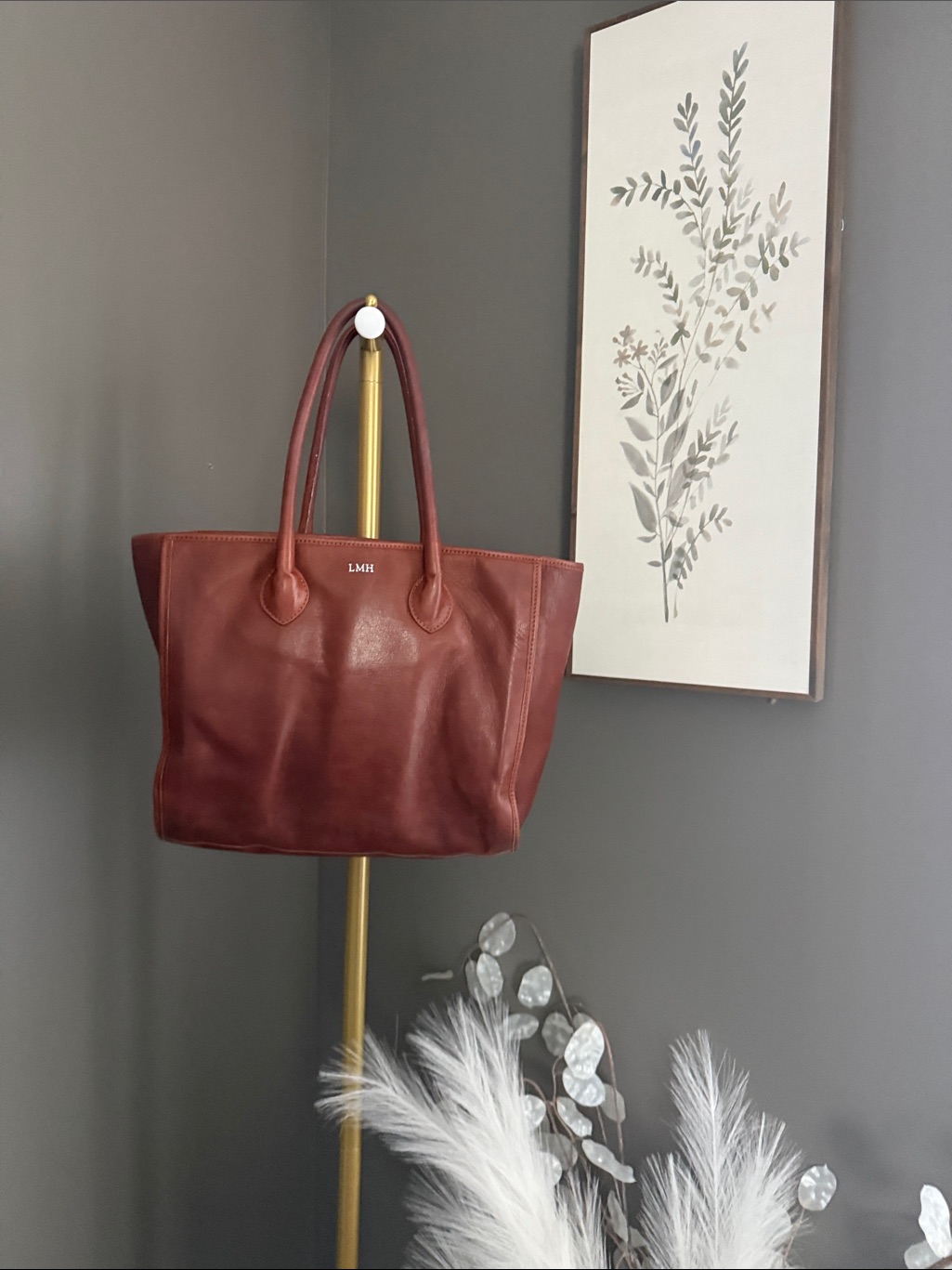 Mark And Graham Leather Tote Bag In Brown With Monogram
